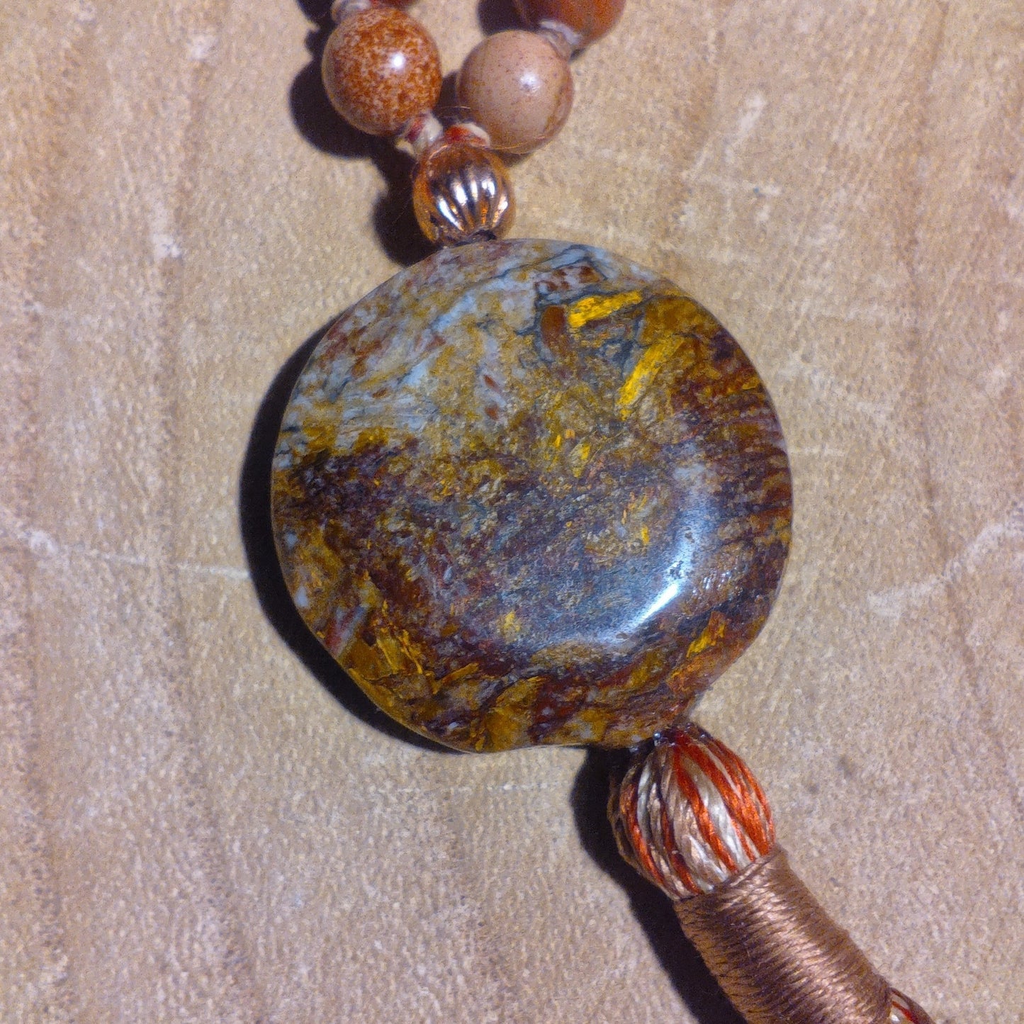 Mala in Diaspro Brecciato, Pietra Guru Diaspro oceano, Rame