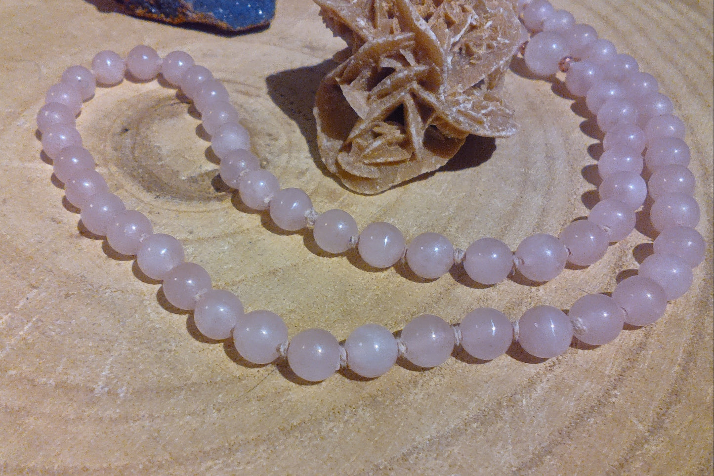Mala in Quarzo rosa, Pietra Guru Quarzo rosa, Rame