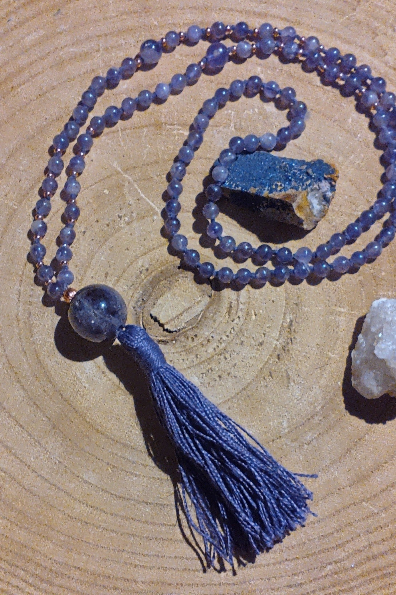 Mala da meditazione in Ametista 108 perle, Perla Guru in ametista