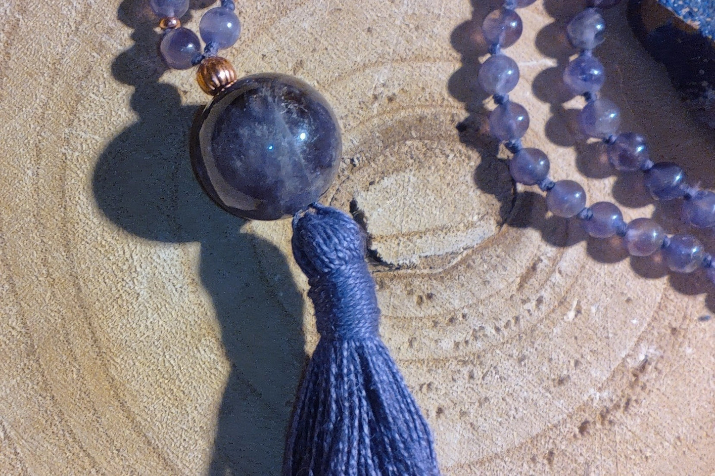 Mala da meditazione in Ametista 108 perle, Perla Guru in ametista