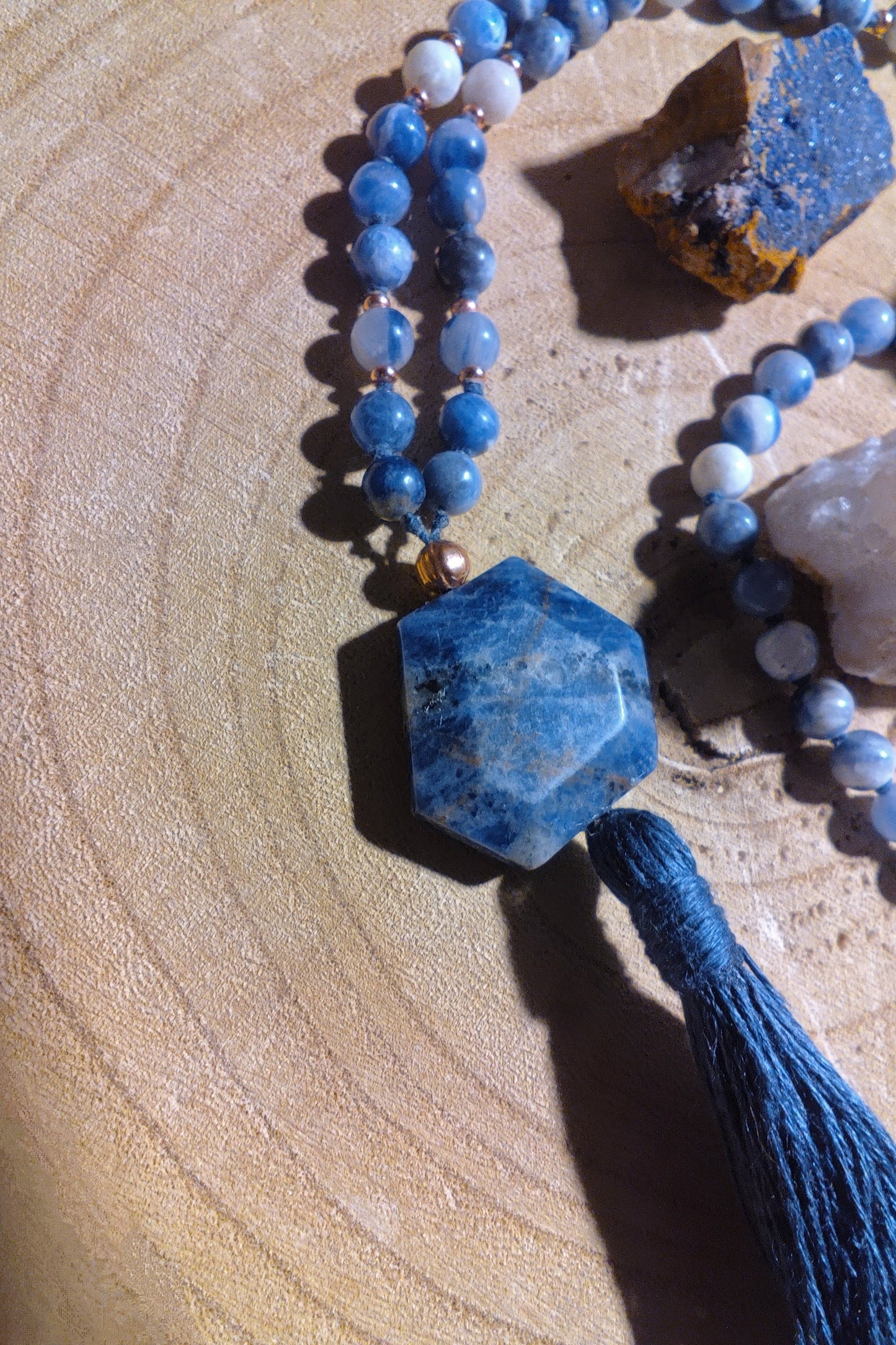 Mala in Sodalite, Pietra Guru Sodalite, Rame