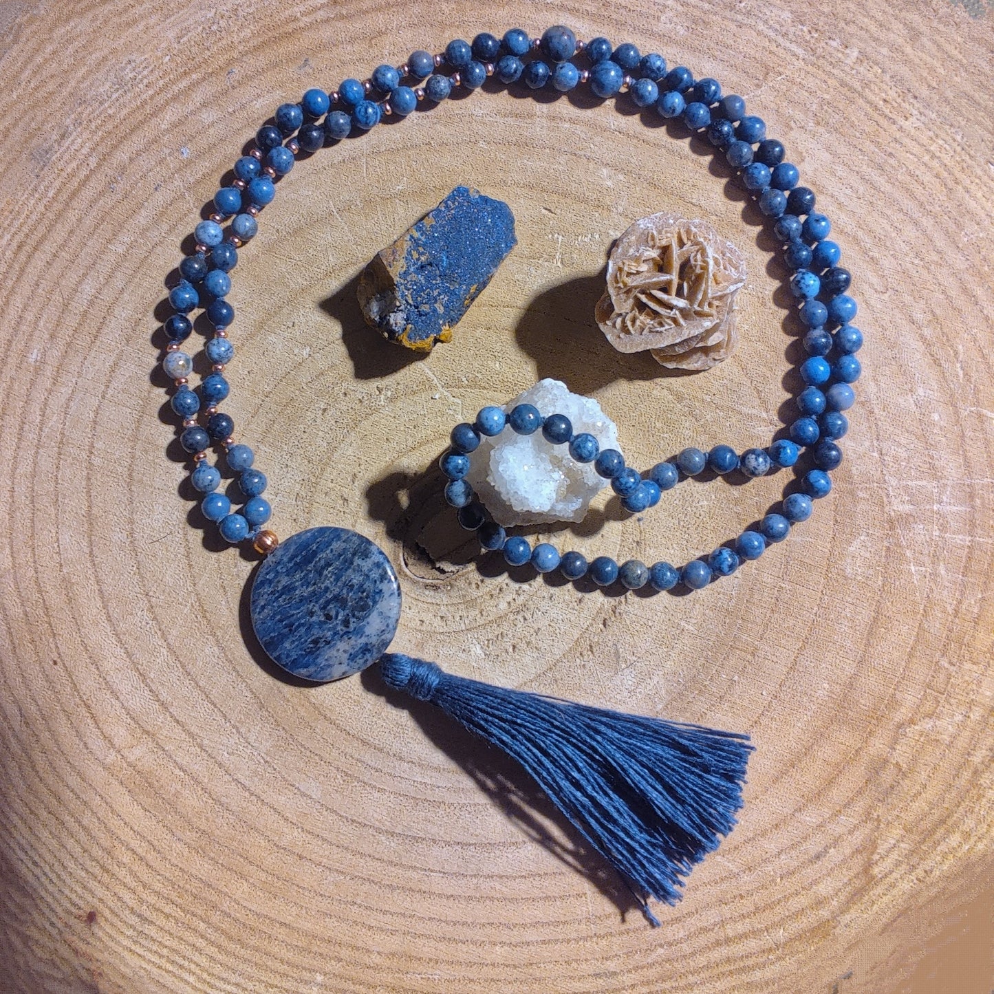 Mala in Dumortierite, Pietra Guru Sodalite, Rame