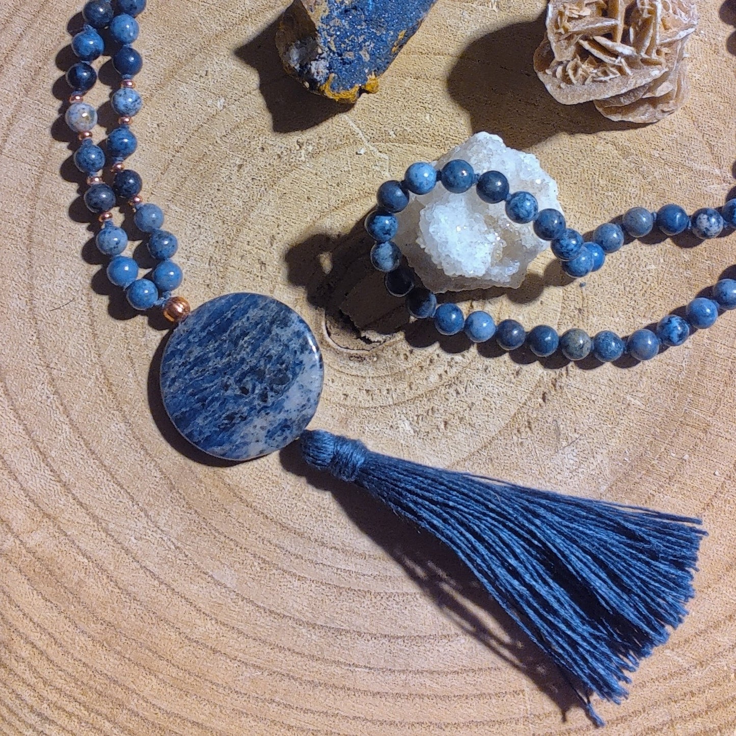Mala in Dumortierite, Pietra Guru Sodalite, Rame
