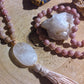 Mala in Rodonite, Pietra Guru Quarzo rosa, Rame