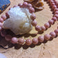 Mala in Rodonite, Pietra Guru Quarzo rosa, Rame