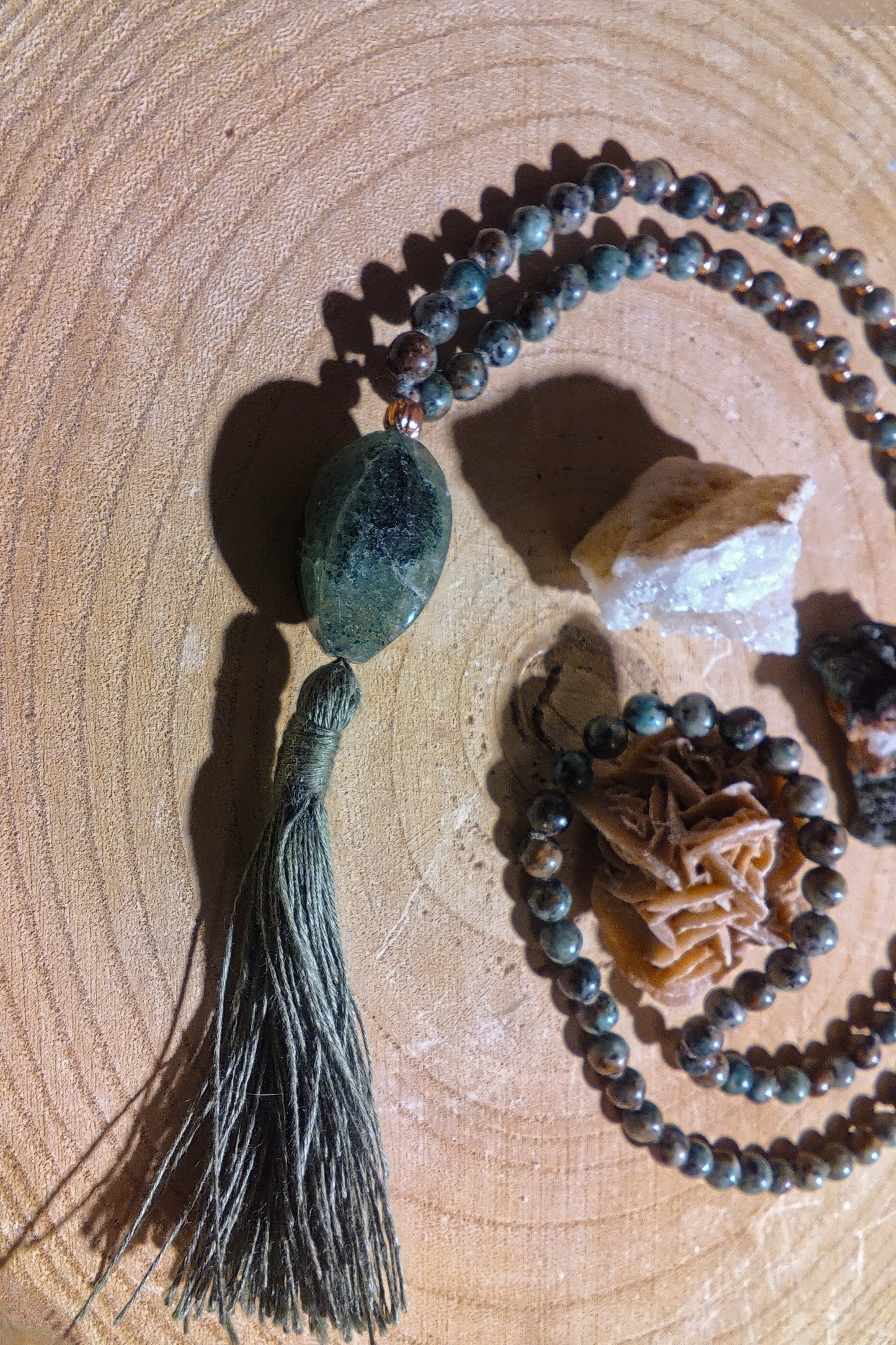 Mala artigianale in Turchese africano, pietra guru in Avventurina e Rame
