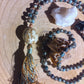 Mala artigianale in Turchese africano, pietra guru in Variscite e Rame