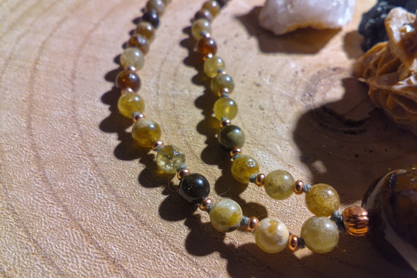 Mala 108 Pietra Serpentina nobile, Pietra Guru Agata, Rame