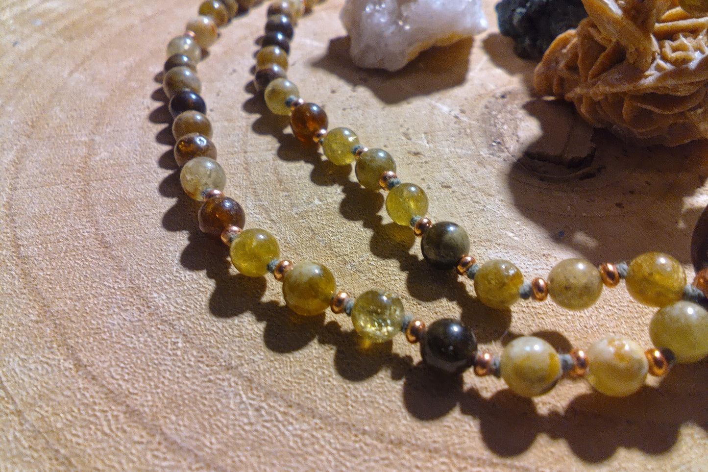 Mala 108 Pietra Serpentina nobile, Pietra Guru Agata, Rame