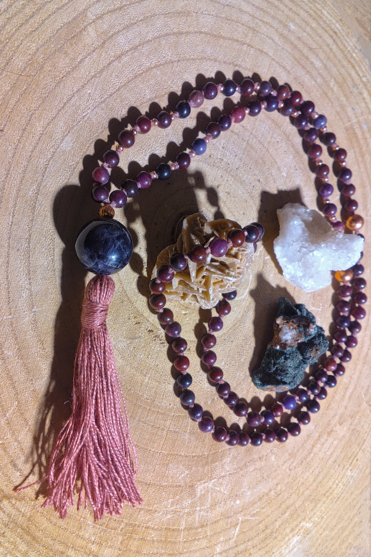 Mala in Lepidolite, Pietra guru Ametista, Rame