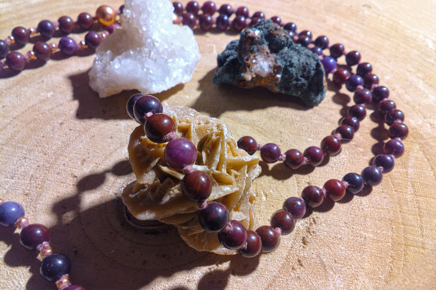 Mala in Lepidolite, Pietra guru Ametista, Rame