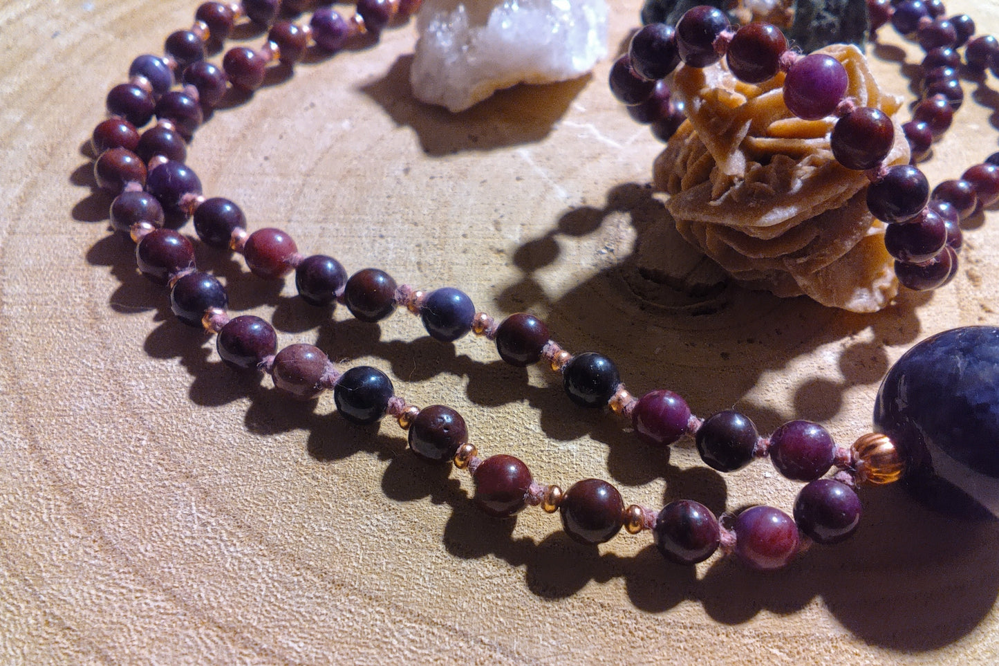 Mala in Lepidolite, Pietra guru Ametista, Rame
