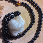 Mala da meditazione 108 perle Onice, pietra guru Quarzo Tormalinato, rame