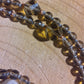 Mala da meditazione 108 perle Quarzo Fumè, pietra guru Quarzo Fumè, rame