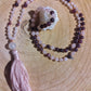 Mala con pietre naturali di Granato almandino, Pietra Guru Quarzo rosa, Rame