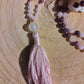 Mala con pietre naturali di Granato almandino, Pietra Guru Quarzo rosa, Rame