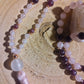 Mala con pietre naturali di Granato almandino, Pietra Guru Quarzo rosa, Rame