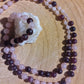 Mala con pietre naturali di Granato almandino, Pietra Guru Quarzo rosa, Rame