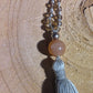 Mala da meditazione 108 Quarzo Fumè, Pietra di luna pesca, pietra guru Pietra di luna pesca, Argento 925