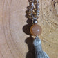Mala da meditazione 108 Quarzo Fumè, Pietra di luna pesca, pietra guru Pietra di luna pesca, Argento 925
