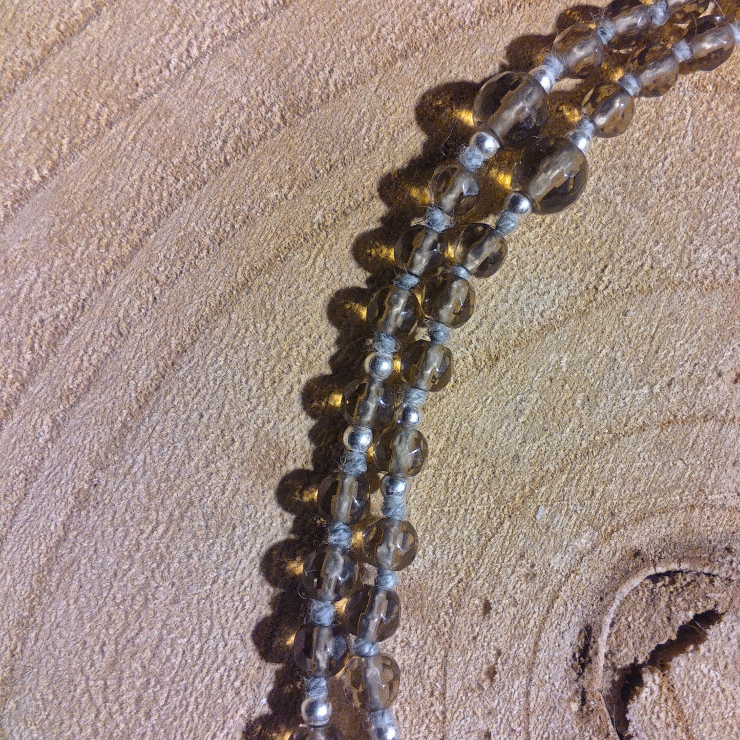 Mala da meditazione 108 Quarzo Fumè, Pietra di luna pesca, pietra guru Pietra di luna pesca, Argento 925