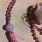 Mala 108 perle di Rodonite, Unakite, Lepidolite, Pietra Guru Ametista, rame