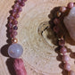 Mala 108 perle di Rodonite, Unakite, Lepidolite, Pietra Guru Ametista, rame