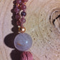 Mala 108 perle di Rodonite, Unakite, Lepidolite, Pietra Guru Ametista, rame