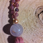 Mala 108 perle di Rodonite, Unakite, Lepidolite, Pietra Guru Ametista, rame