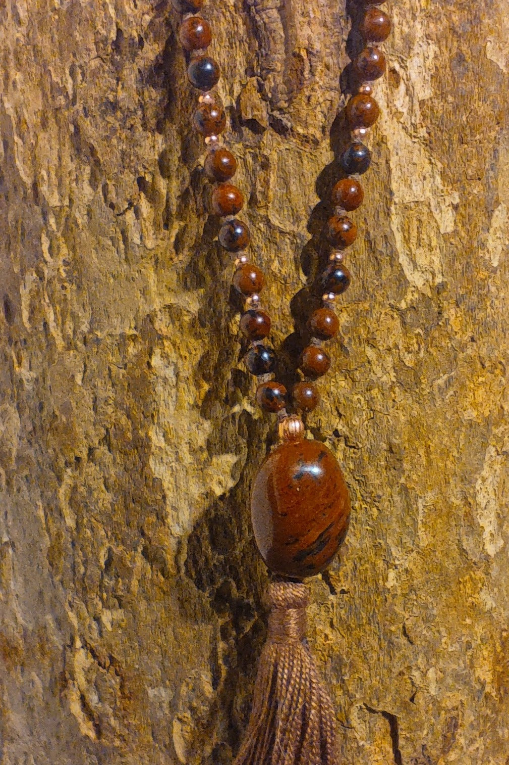 Mala in Ossidiana mogano, Pietra Guru Ossidiana Mogano, Rame