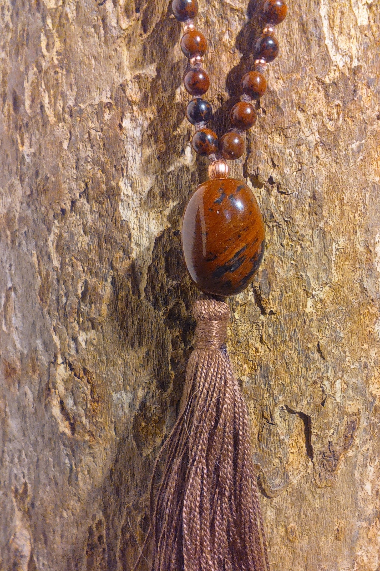 Mala in Ossidiana mogano, Pietra Guru Ossidiana Mogano, Rame