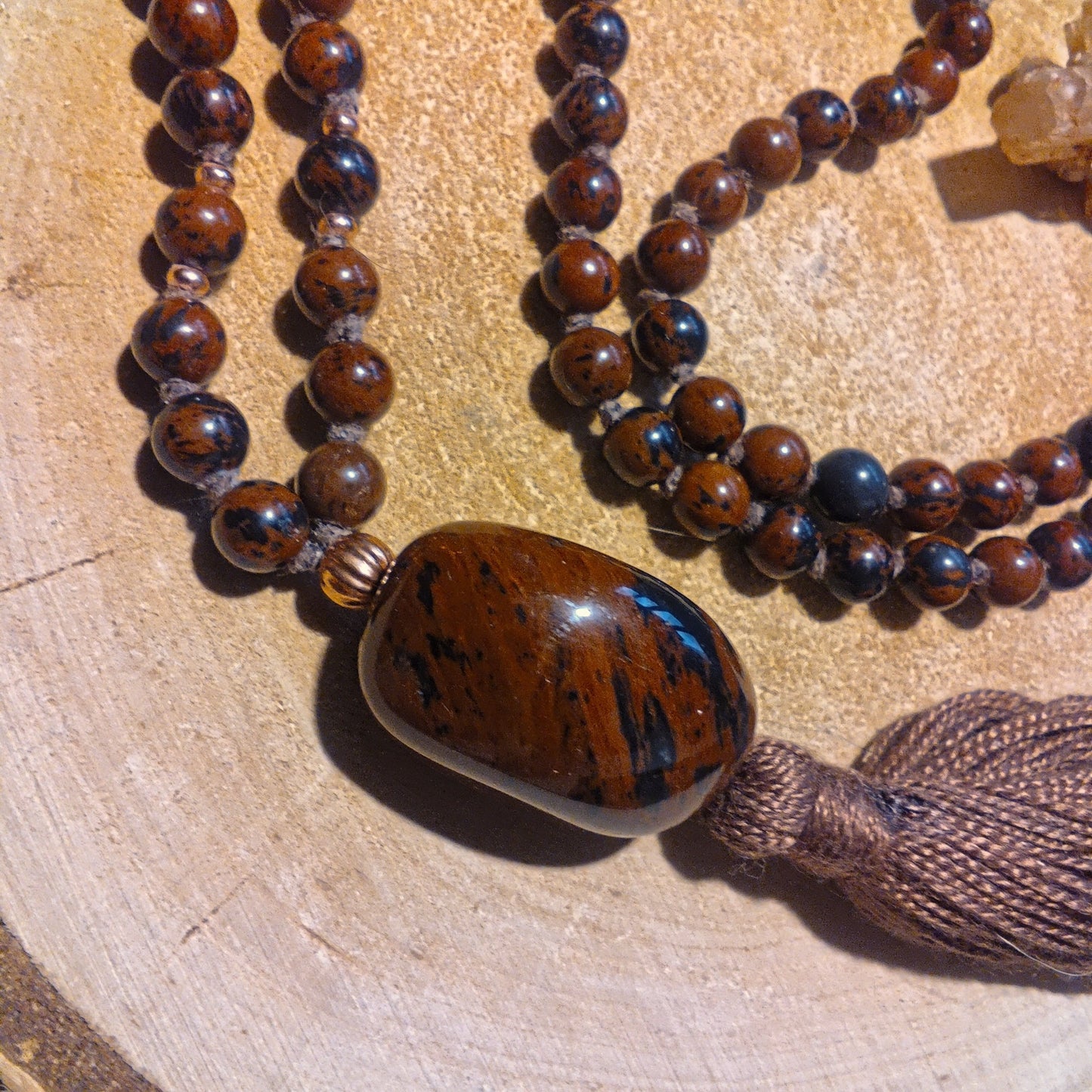 Mala in Ossidiana mogano, Pietra Guru Ossidiana Mogano, Rame