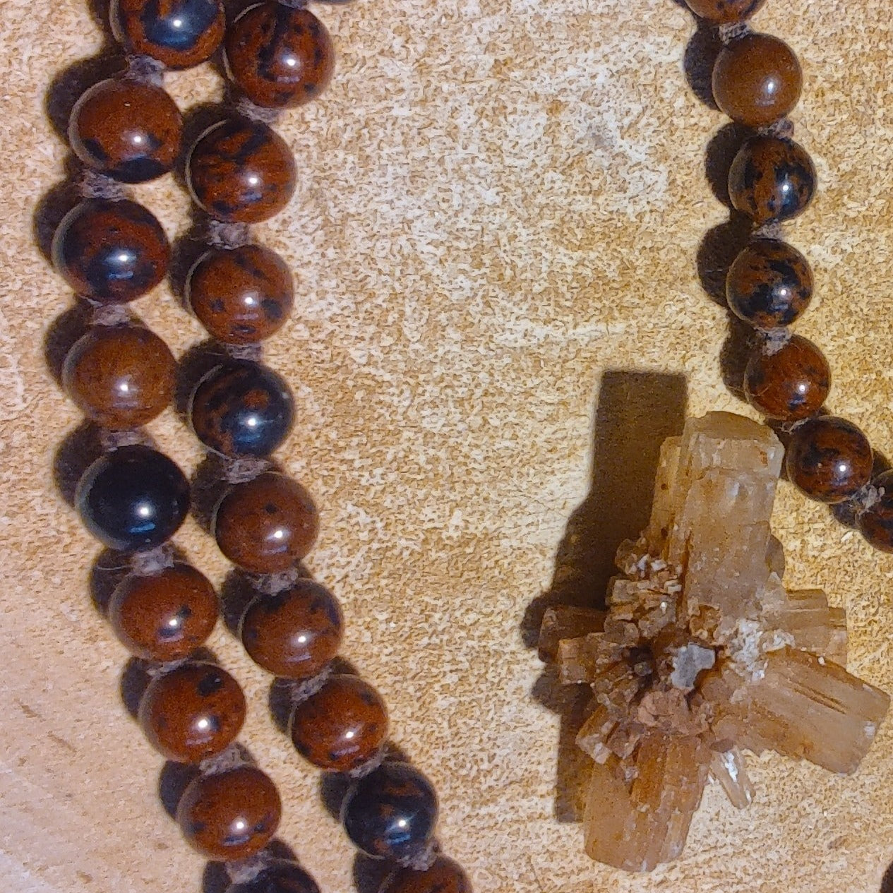 Mala in Ossidiana mogano, Pietra Guru Ossidiana Mogano, Rame