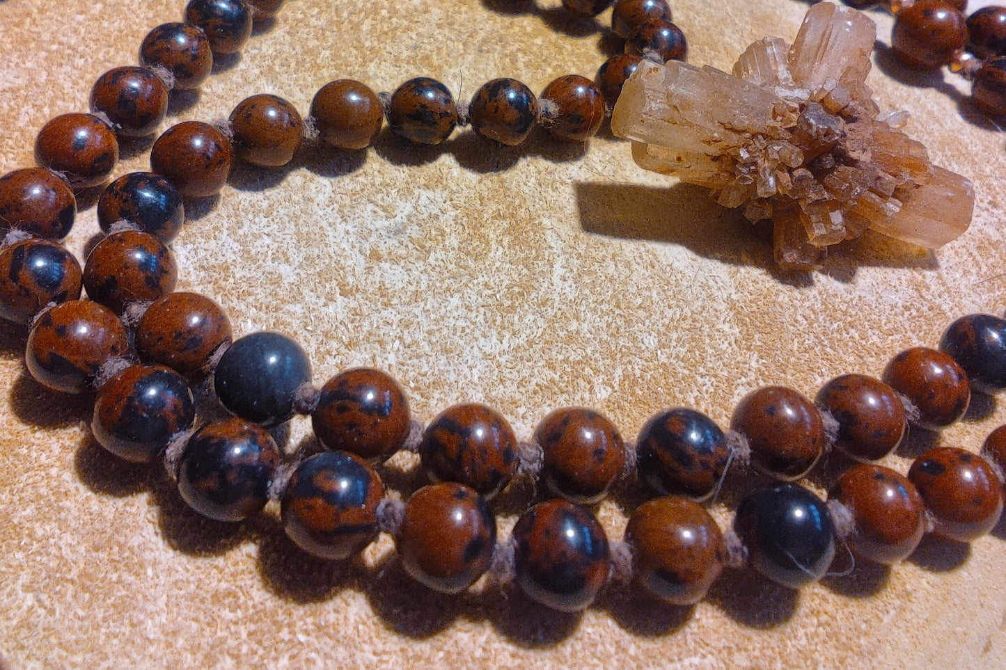 Mala in Ossidiana mogano, Pietra Guru Ossidiana Mogano, Rame