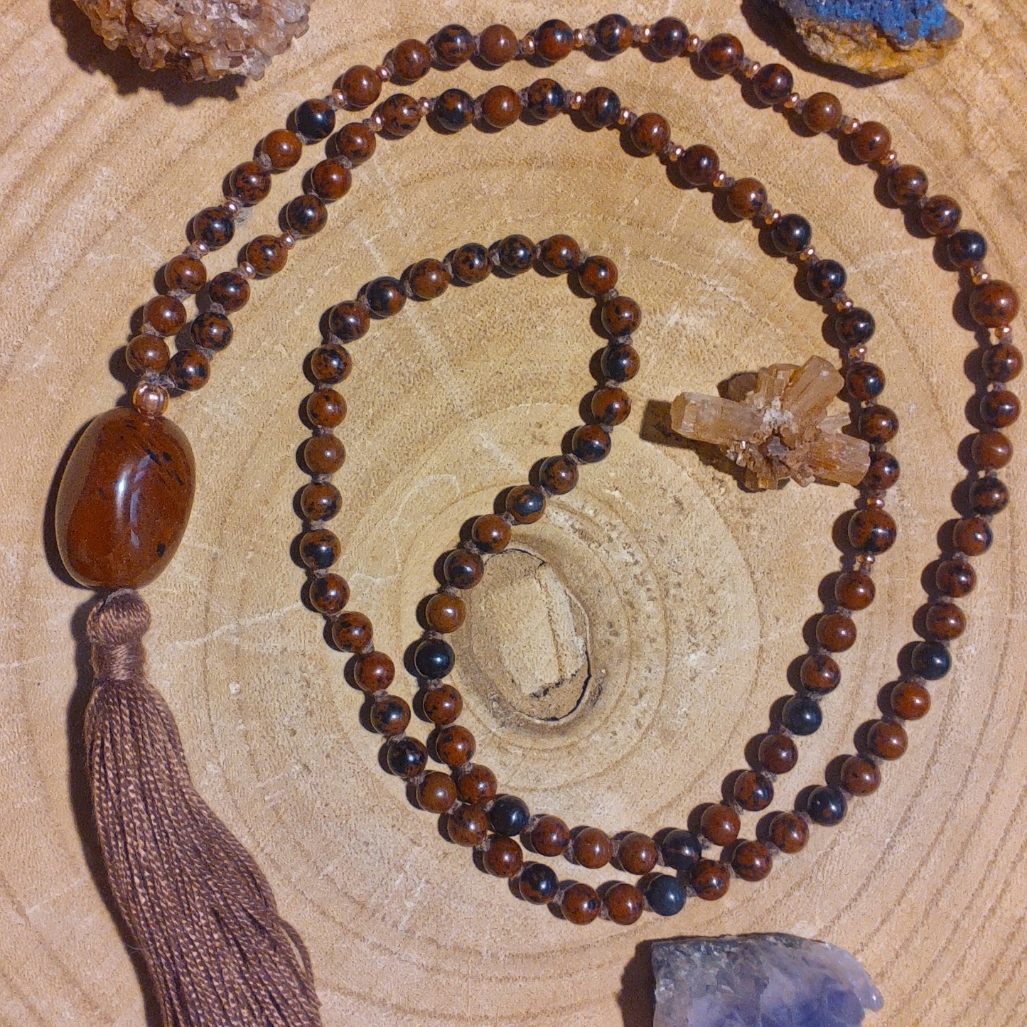 Mala in Ossidiana mogano, Pietra Guru Ossidiana Mogano, Rame