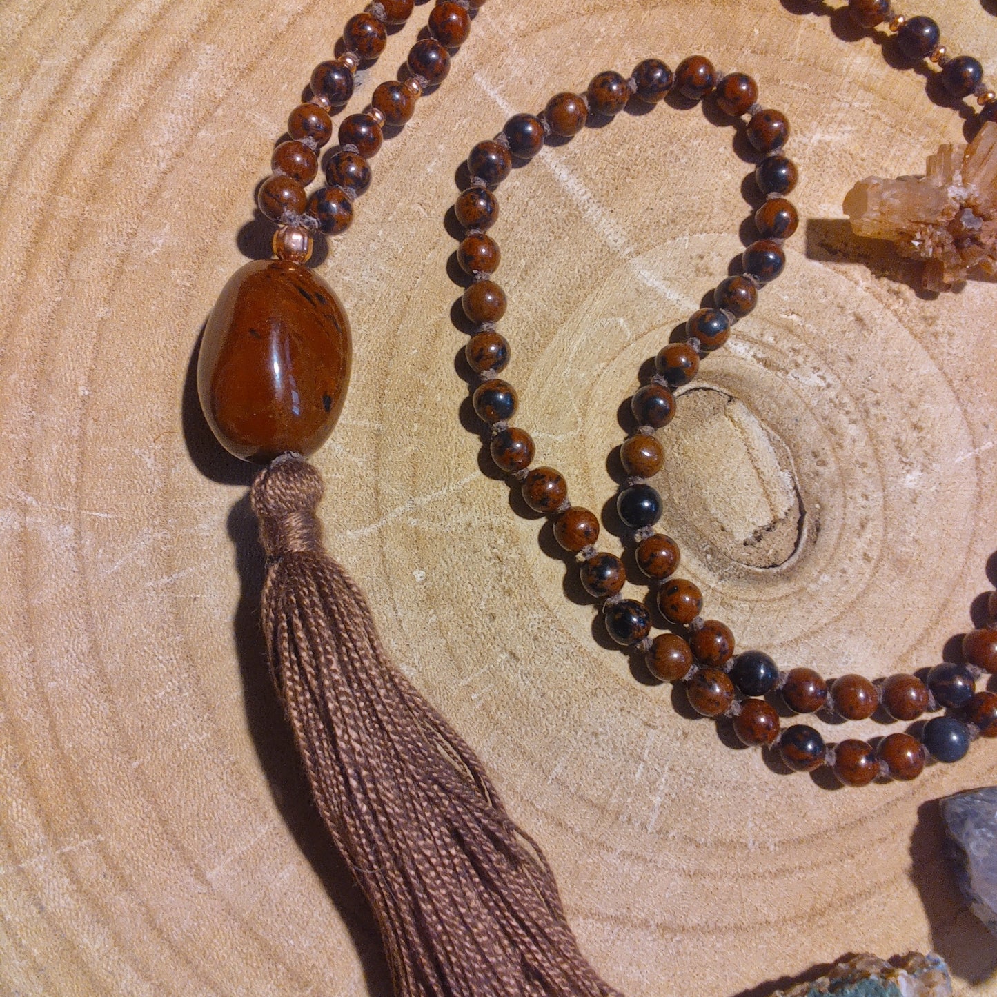 Mala in Ossidiana mogano, Pietra Guru Ossidiana Mogano, Rame