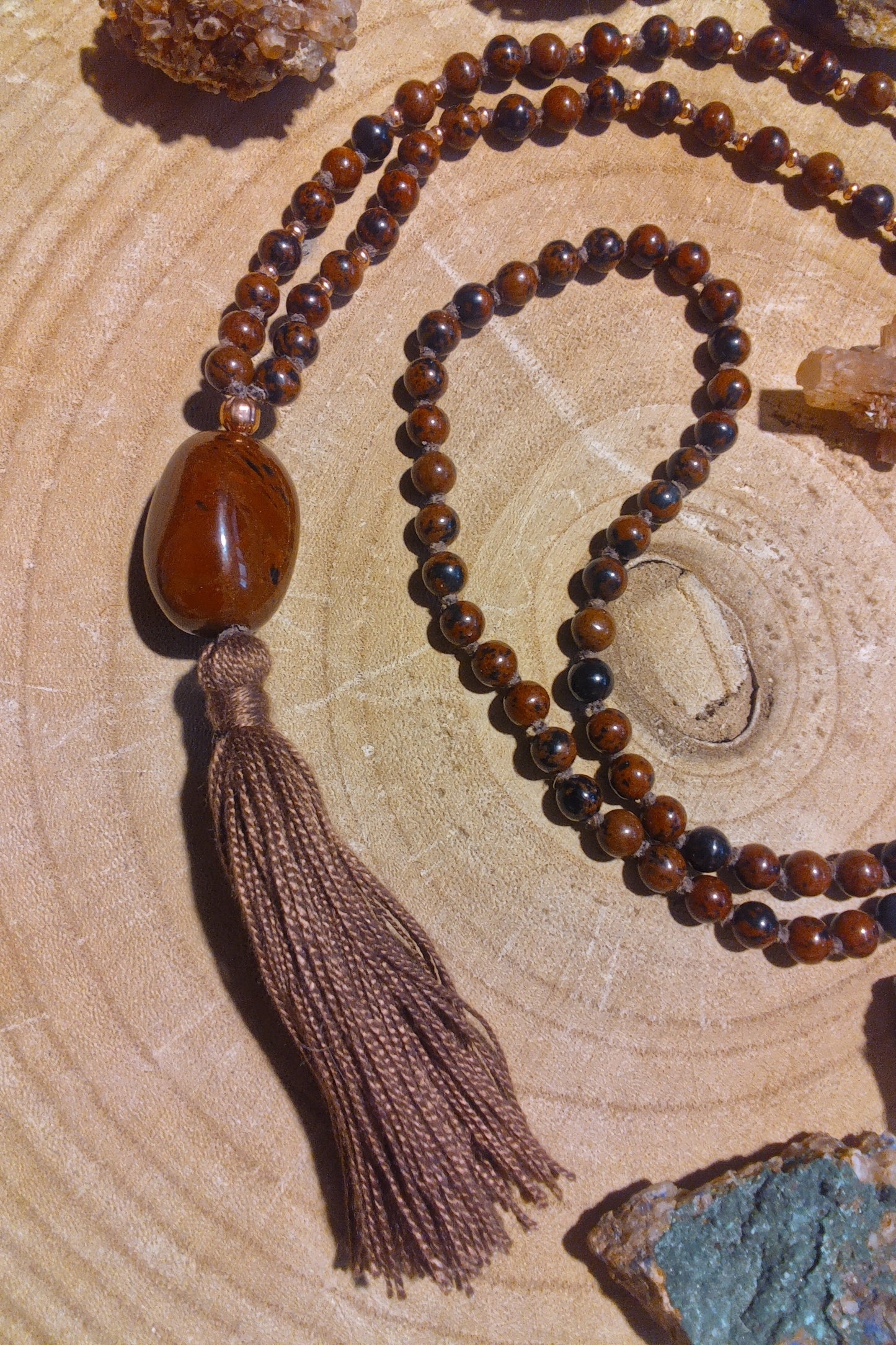 Mala in Ossidiana mogano, Pietra Guru Ossidiana Mogano, Rame