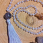 Mala da meditazione in Ametista lavanda, ametista, 108 perle, Perla Guru in ametista