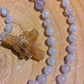 Mala da meditazione in Ametista lavanda, ametista, 108 perle, Perla Guru in ametista