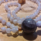 Mala da meditazione in Ametista lavanda, ametista, 108 perle, Perla Guru in ametista