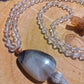 Mala collana da meditazione in Cristallo di Rocca, Pietra Guru Agata botswana, rame