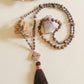 Mala 108 perle di Rodonite pizzo e Ematite, Pietra Guru Rodonite pizzo, Argento 925