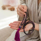 Mala per meditare in Pietra lavica, Lepidolite, Pietra Guru Lepidolite, rame