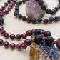 Mala per meditare in Pietra lavica, Lepidolite, Pietra Guru Lepidolite, rame