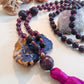 Mala per meditare in Pietra lavica, Lepidolite, Pietra Guru Lepidolite, rame