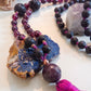 Mala per meditare in Pietra lavica, Lepidolite, Pietra Guru Lepidolite, rame