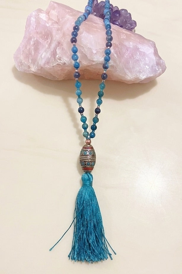 Mala da meditazione in Apatite, Perla Guru Tibetana, rame