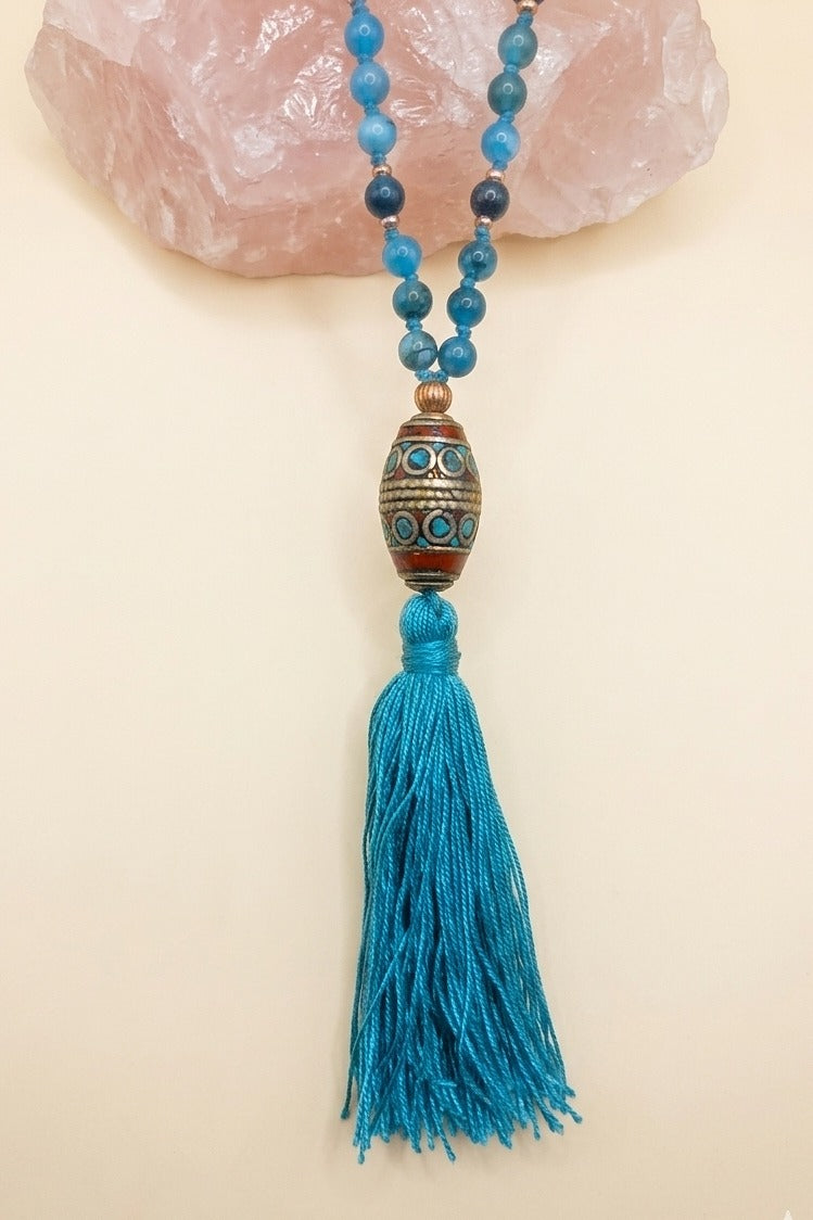 Mala da meditazione in Apatite, Perla Guru Tibetana, rame
