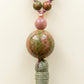 Mala 108 perle in Unakite, Rodonite, Pietra Guru Unakite e Rame