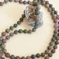 Mala 108 perle in Unakite, Rodonite, Pietra Guru Unakite e Rame